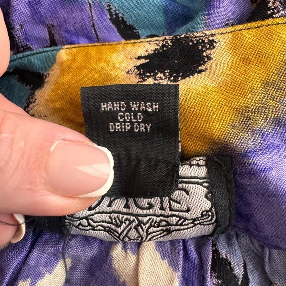 Vtg Angie One Shoulder Dress Womens S Ikat Oversized Boxy‎ Bohemian Colorful Y2K - Picture 4 of 6